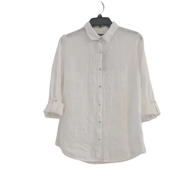 Tahari 100 % Linen Women Full Sleeve Shirt Dress. - Picture 4 of 5